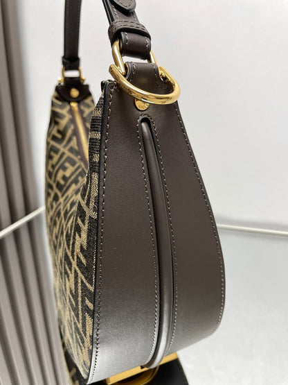 Sac Fendigraphy Medium 29 en tissu jacquard Gurkha, motif FF, quincaillerie dorée