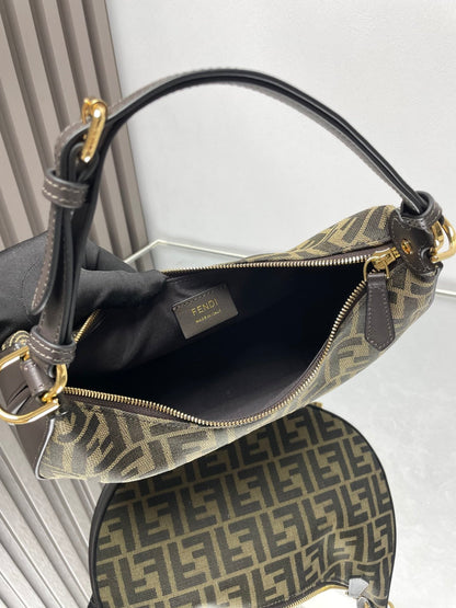 Sac Fendigraphy Medium 29 en tissu jacquard Gurkha, motif FF, quincaillerie dorée