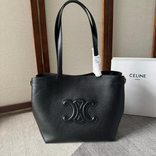 CABAS ANAÏS MOYEN CUIR TRIOMPHE 54 EN CUIR DE VEAU GRAINÉ NOIR
