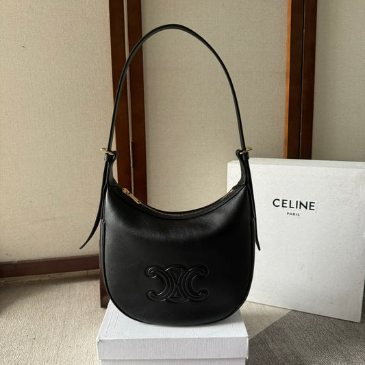 PETIT SAC HELOÏSE CUIR 22 EN CUIR DE VEAU NOIR LOGO EMBOSSÉ