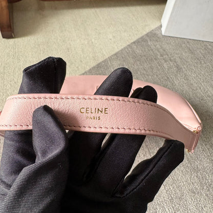 SAC AVA TRIOMPHE MOYEN 23 EN CUIR DE VEAU LISSE ROSE CLAIR, QUINCAILLERIE DORÉE