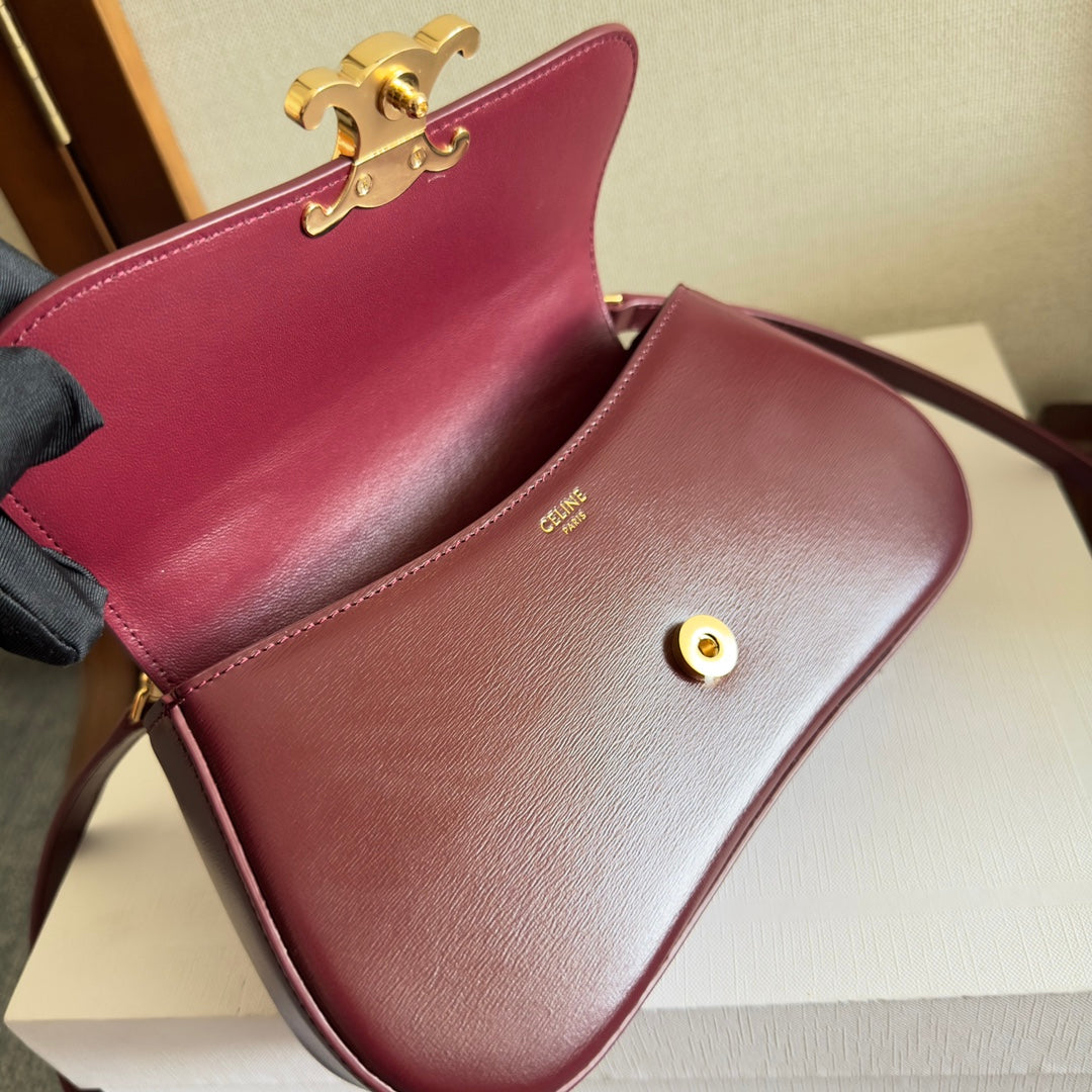 Celin Teen Lola 20 Dark Red Calfskin