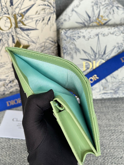 CD Caro 11cm コンパクトウォレット シャイニーグリーン カーフスキン