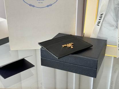 PORTE-CARTES PRA 10 EN CUIR DE VEAU NOIR