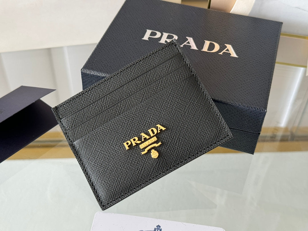 PORTE-CARTES PRA 10 EN CUIR DE VEAU NOIR