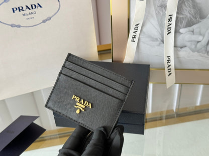 PORTE-CARTES PRA 10 EN CUIR DE VEAU NOIR