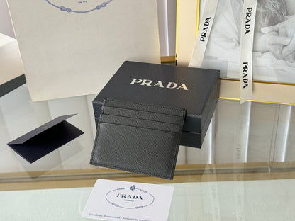 PORTE-CARTES PRA 10 EN CUIR DE VEAU NOIR