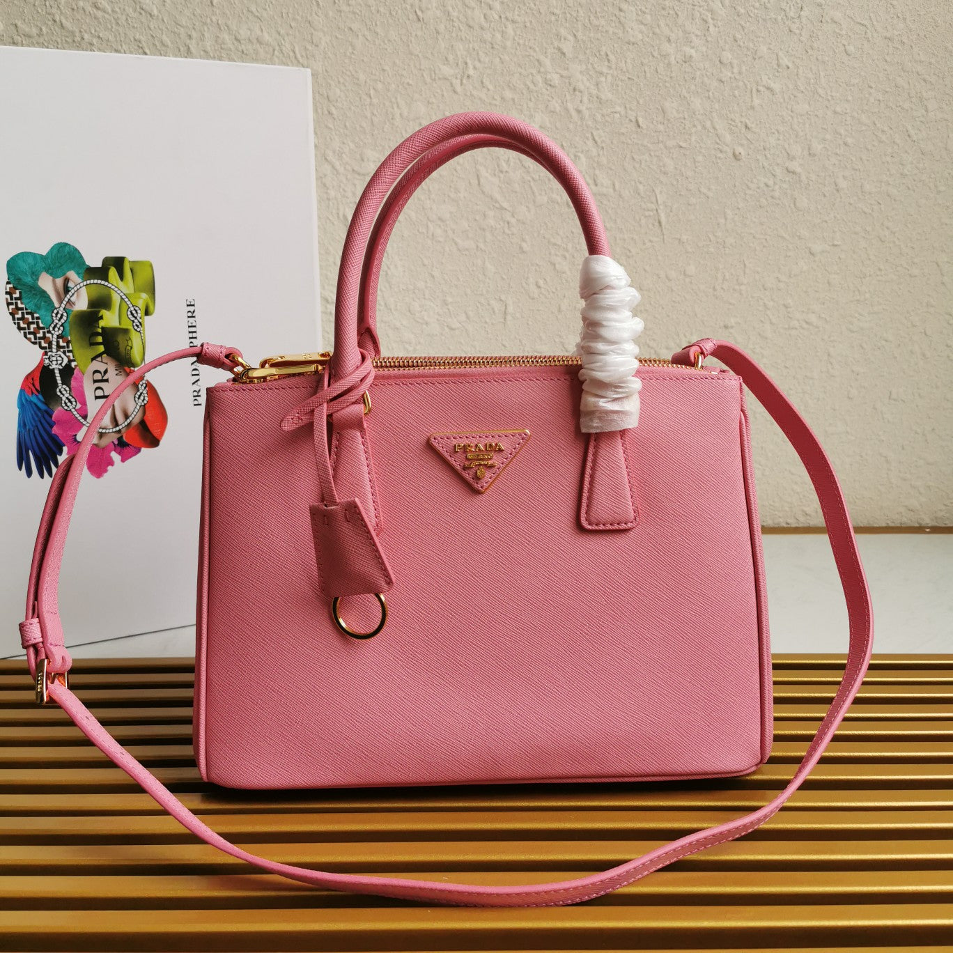 SAC PRA GALLERIA 28 EN CUIR SAFFIANO ROSE CLAIR