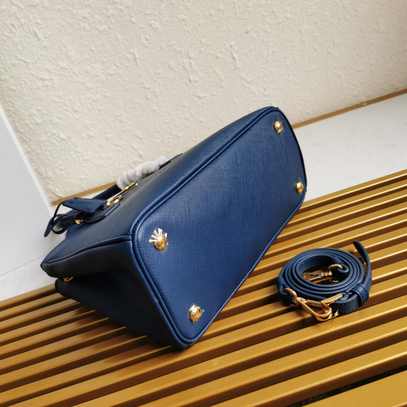 SAC PRA GALLERIA 28 EN CUIR SAFFIANO BLEU MARINE