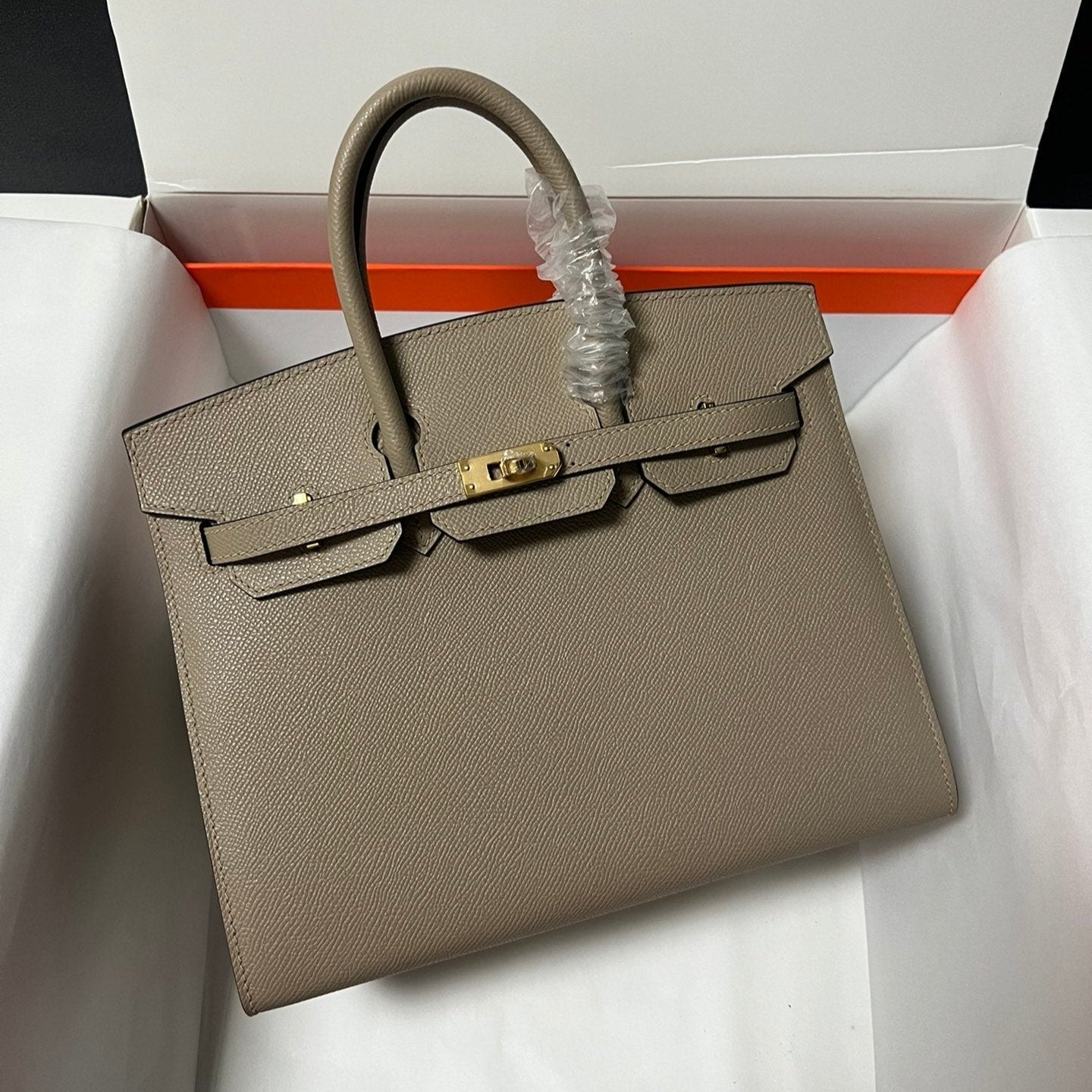 HM BIRKIN SELLIER ÉTOUPE CUIR EPSOM GRIS QUINCAILLERIE DORÉ