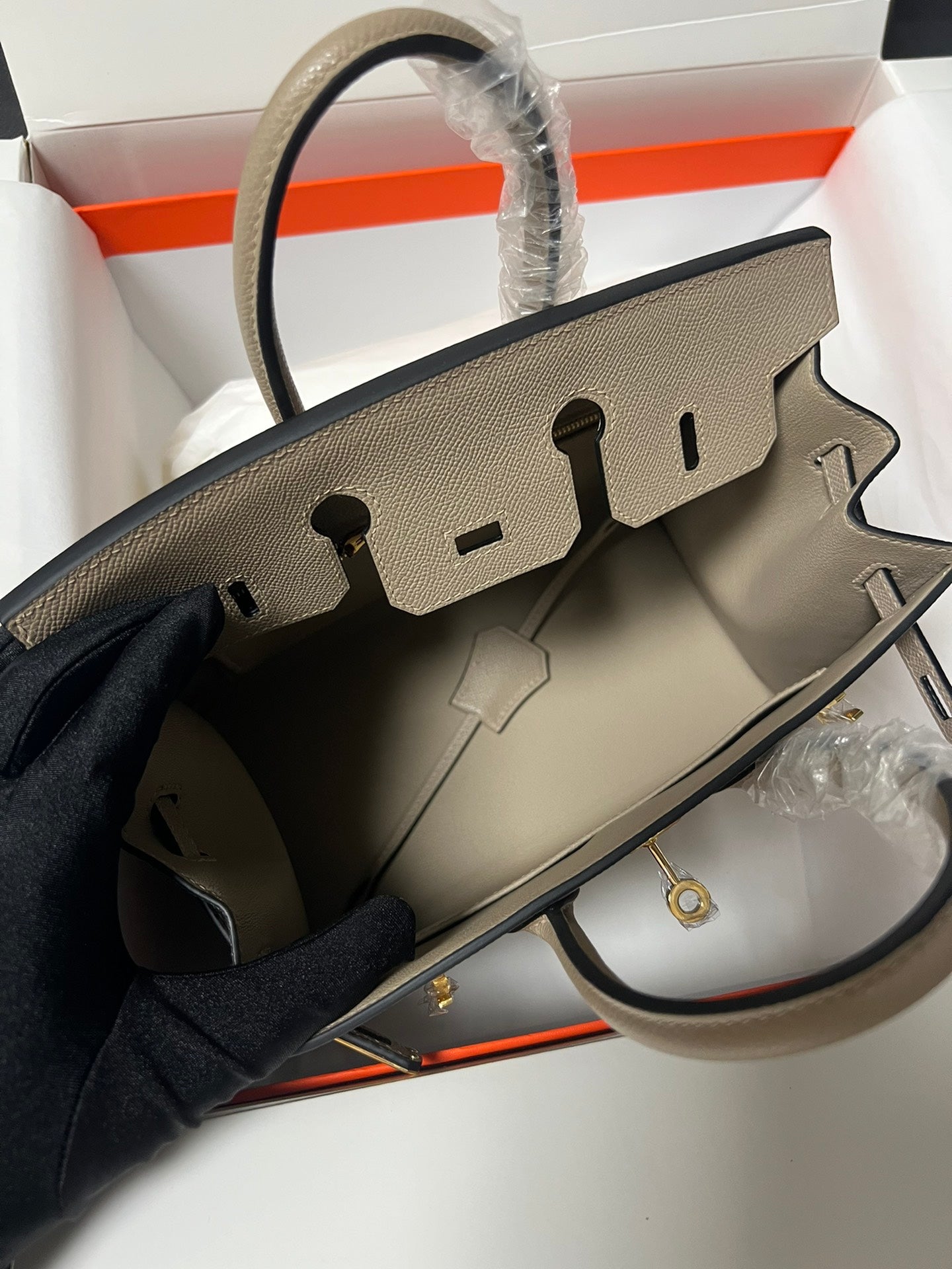 HM BIRKIN SELLIER ÉTOUPE CUIR EPSOM GRIS QUINCAILLERIE DORÉ