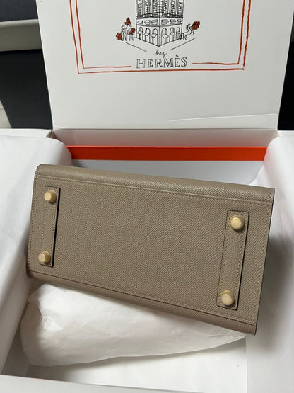 HM BIRKIN SELLIER ÉTOUPE CUIR EPSOM GRIS QUINCAILLERIE DORÉ