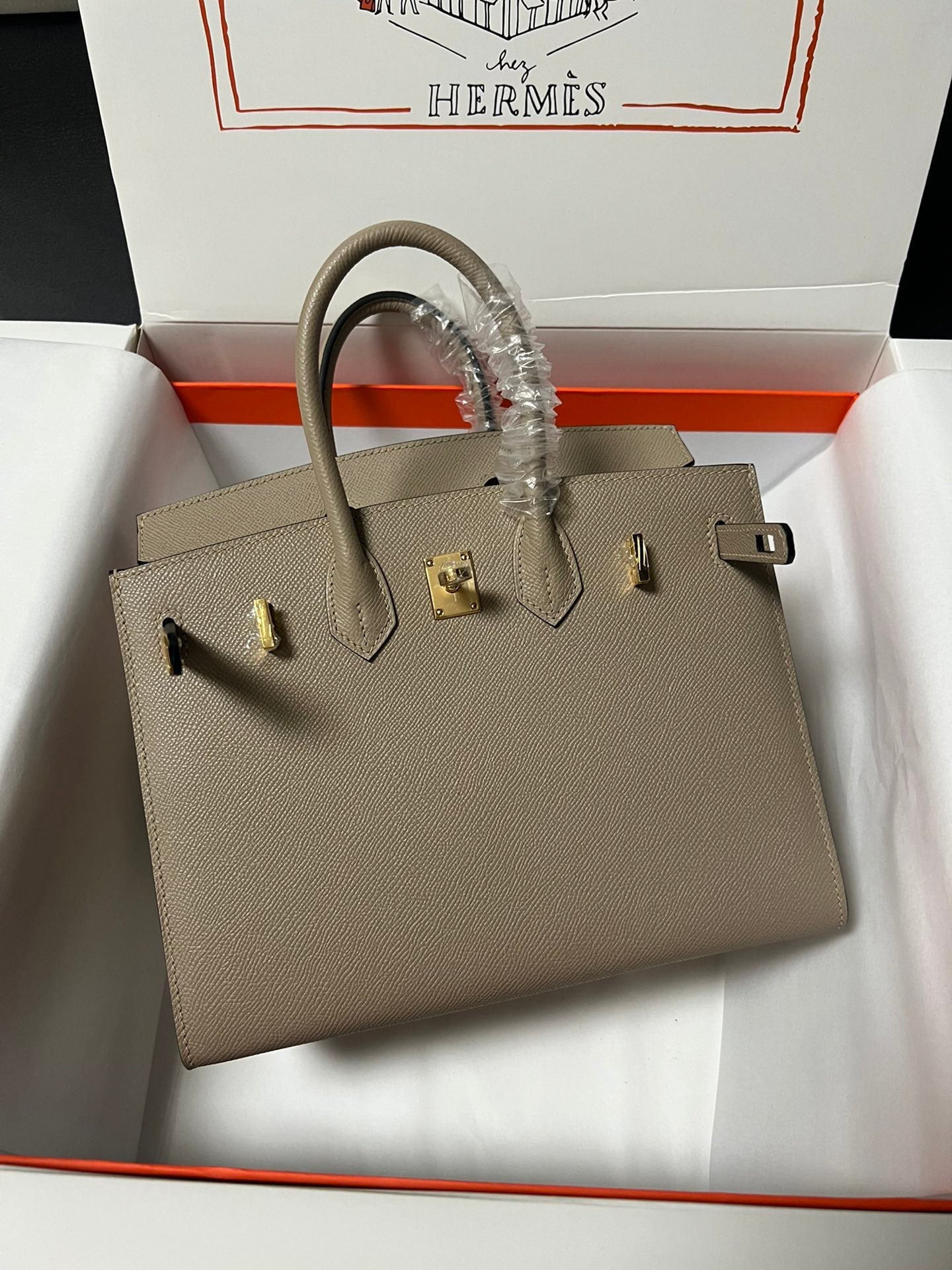 HM BIRKIN SELLIER ÉTOUPE CUIR EPSOM GRIS QUINCAILLERIE DORÉ