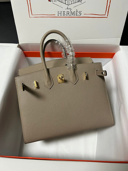 HM BIRKIN SELLIER ÉTOUPE CUIR EPSOM GRIS QUINCAILLERIE DORÉ