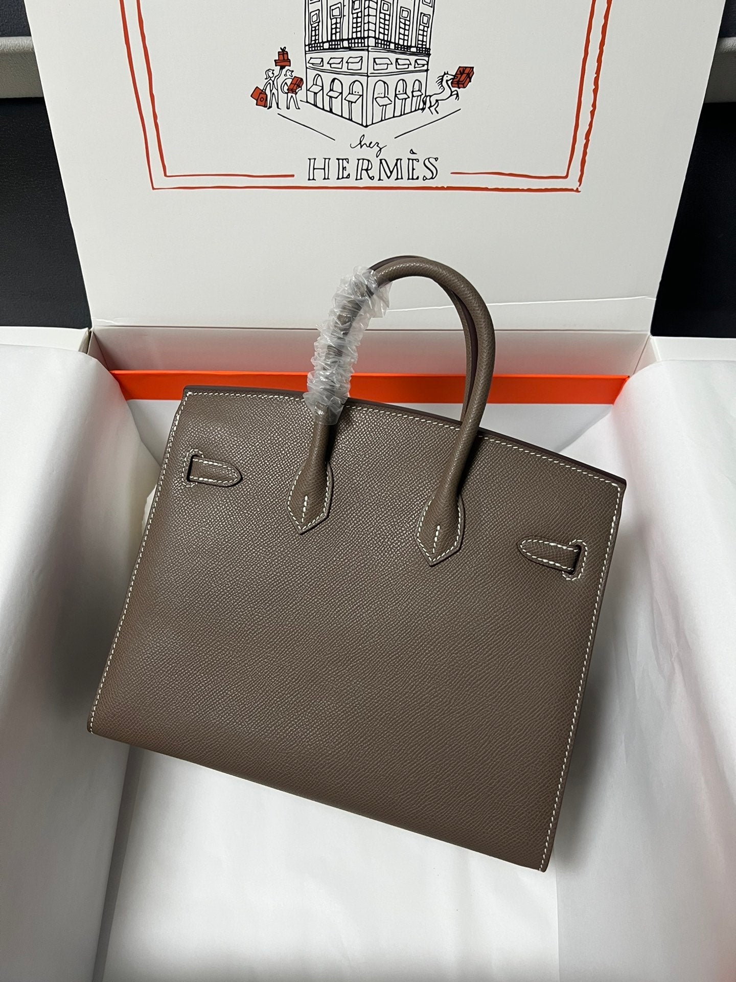 HM BIRKIN SELLIER VERT DE GRIS CUIR EPSOM QUINCAILLERIE DORÉE