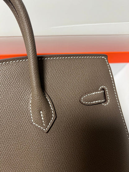 HM BIRKIN SELLIER VERT DE GRIS CUIR EPSOM QUINCAILLERIE DORÉE