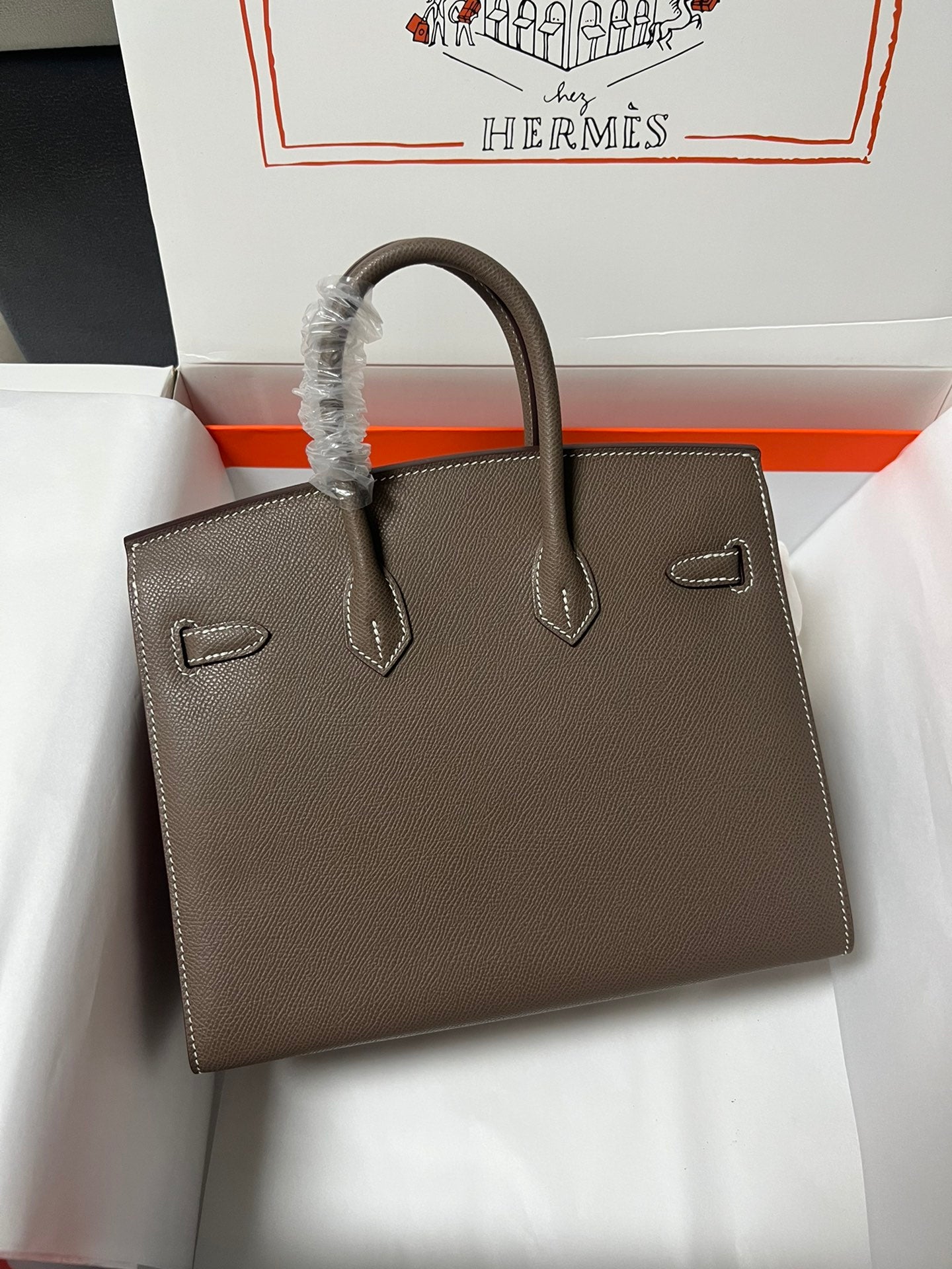 HM BIRKIN SELLIER VERT DE GRIS CUIR EPSOM QUINCAILLERIE DORÉE