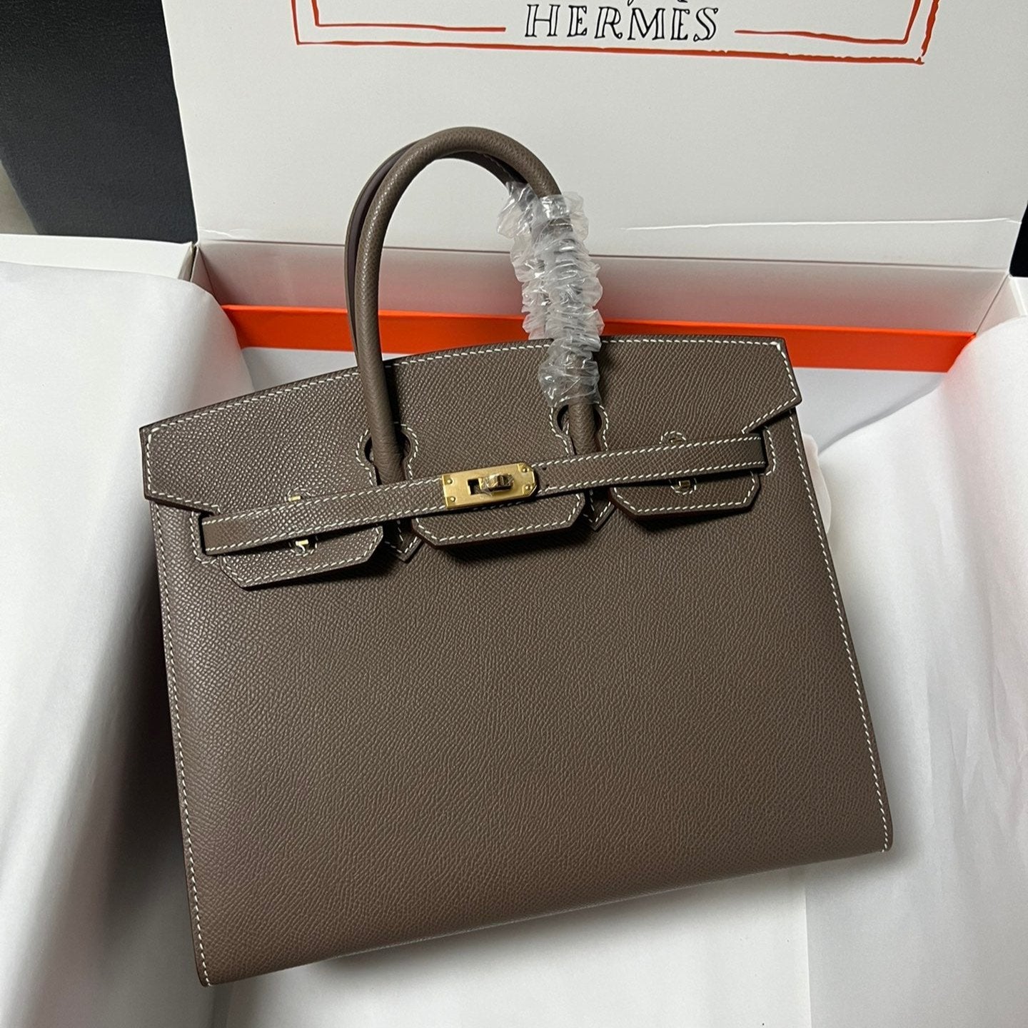 HM BIRKIN SELLIER VERT DE GRIS CUIR EPSOM QUINCAILLERIE DORÉE