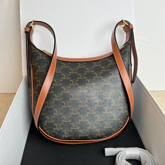 petite Héloïse 23 cm cuir triomphe toile cuir de veau marron