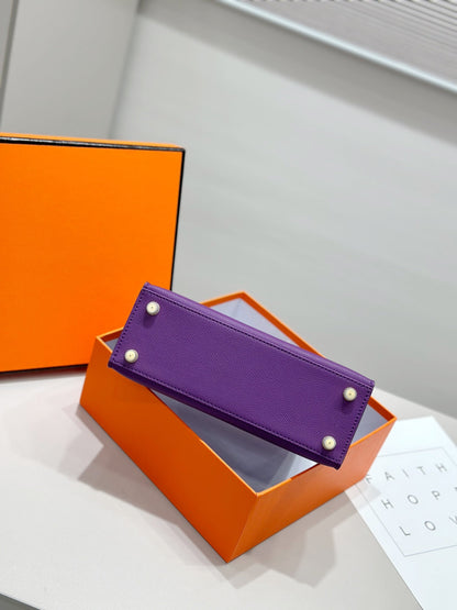 HM ケリー 25cm パープルエプソムレザー ゴールド金具