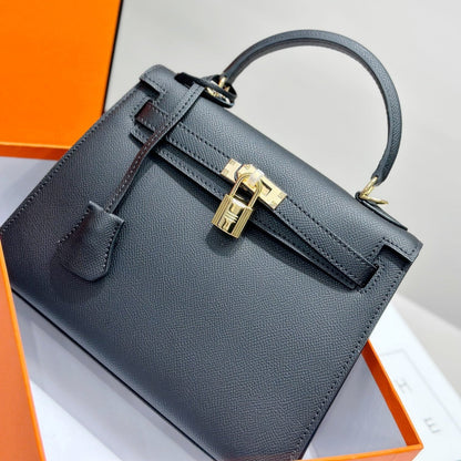 HM ケリー 25cm ブラック エプソムレザー ゴールド金具