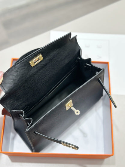 HM ケリー 25cm ブラック エプソムレザー ゴールド金具
