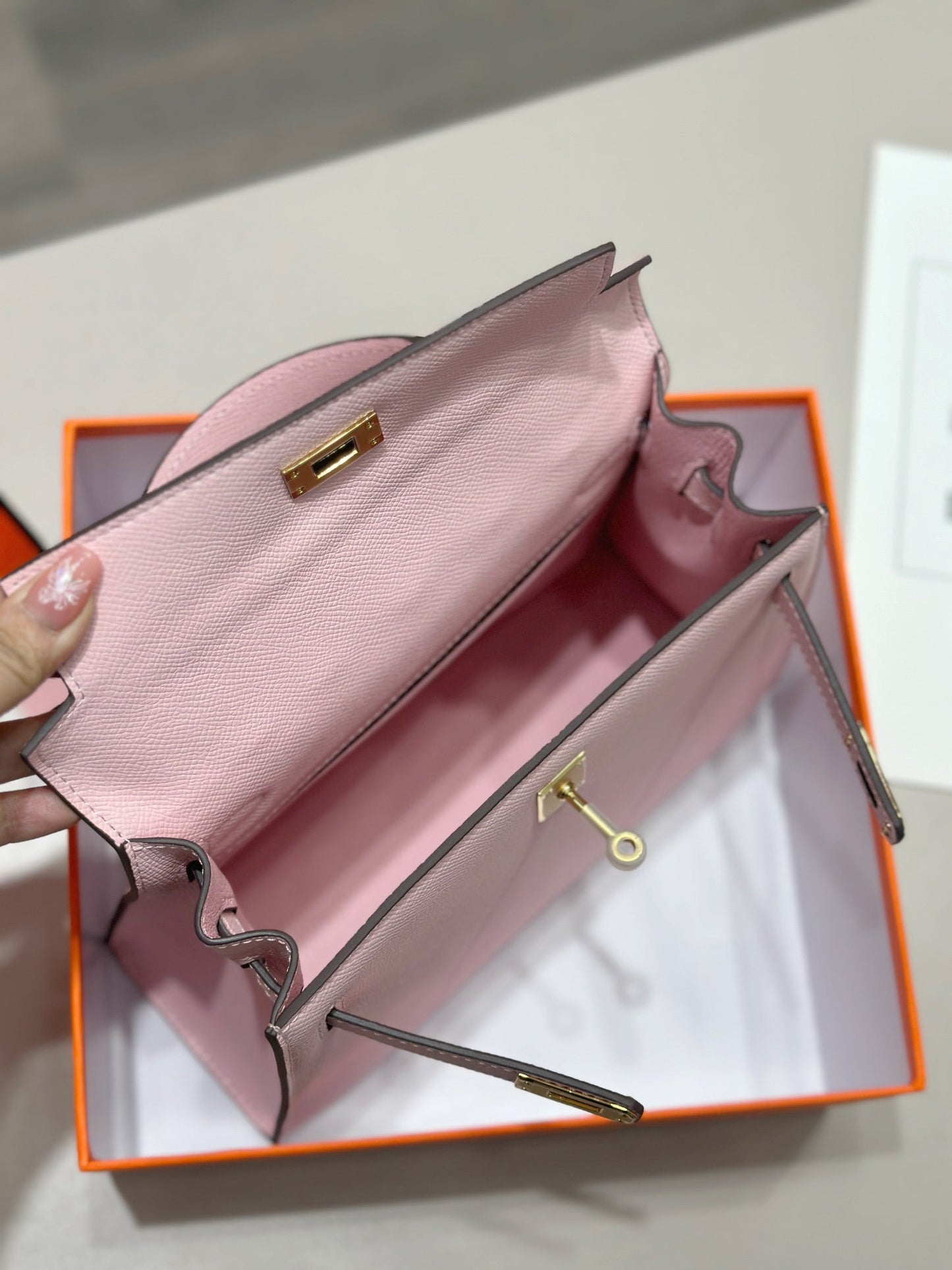 HM ケリー 25cm ライトピンク エプソムレザー ゴールド金具