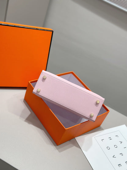 HM ケリー 25cm ライトピンク エプソムレザー ゴールド金具
