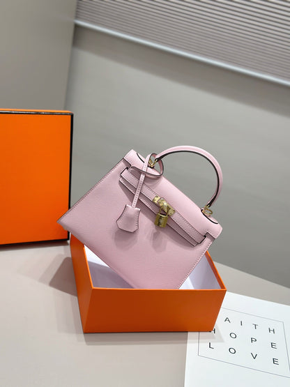 HM ケリー 25cm ライトピンク エプソムレザー ゴールド金具