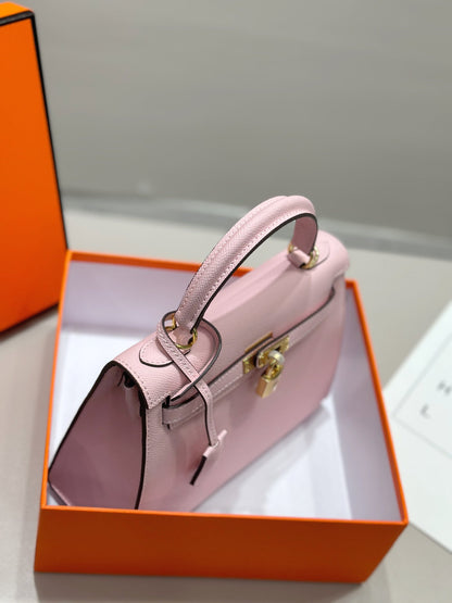 HM ケリー 25cm ライトピンク エプソムレザー ゴールド金具
