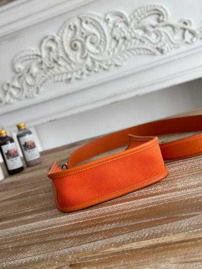 MINI SAC NEO 17 EVELYNE EN TOILE ORANGE FEU ET CUIR DE VEAU