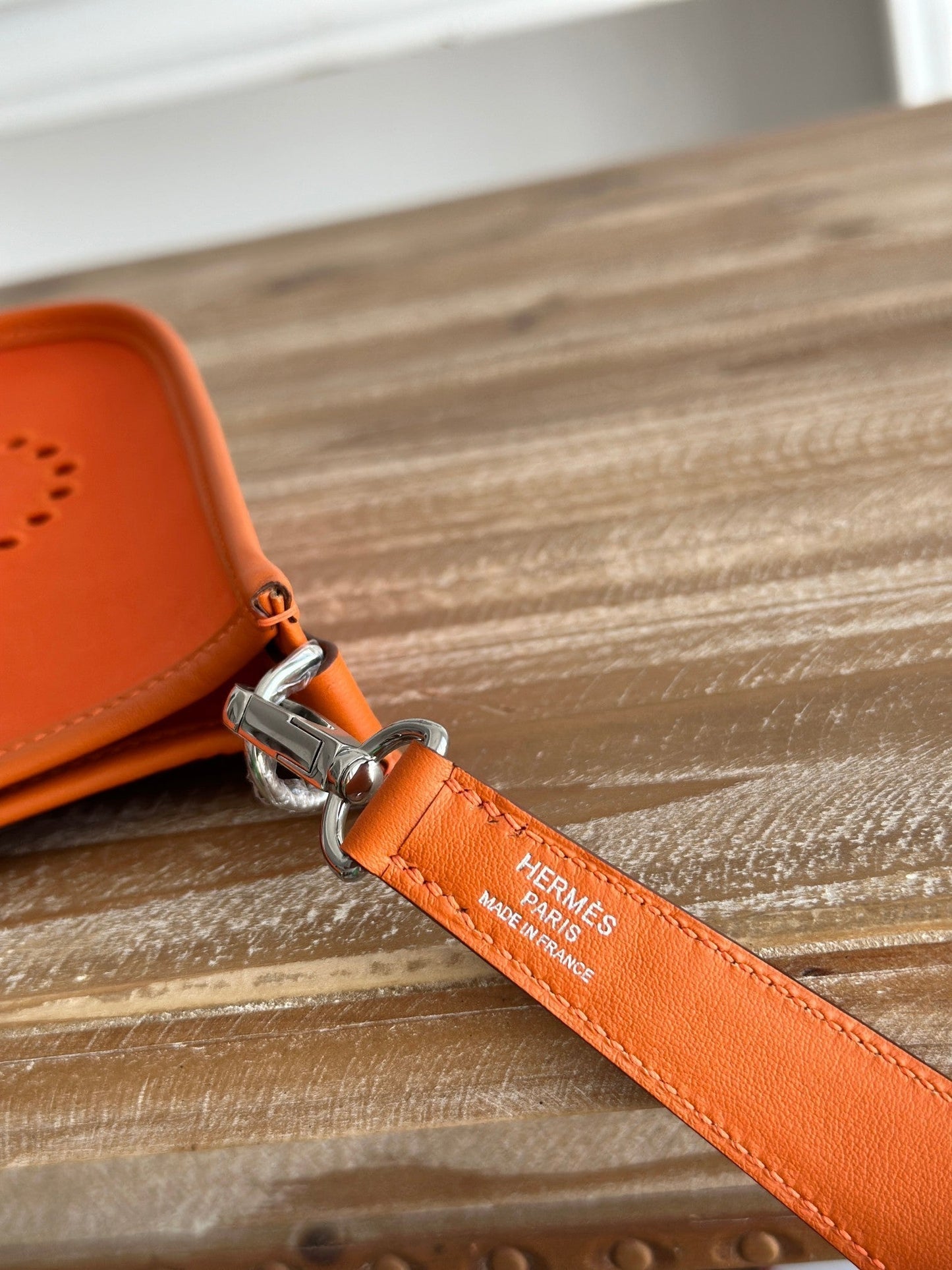 MINI SAC NEO 17 EVELYNE EN TOILE ORANGE FEU ET CUIR DE VEAU