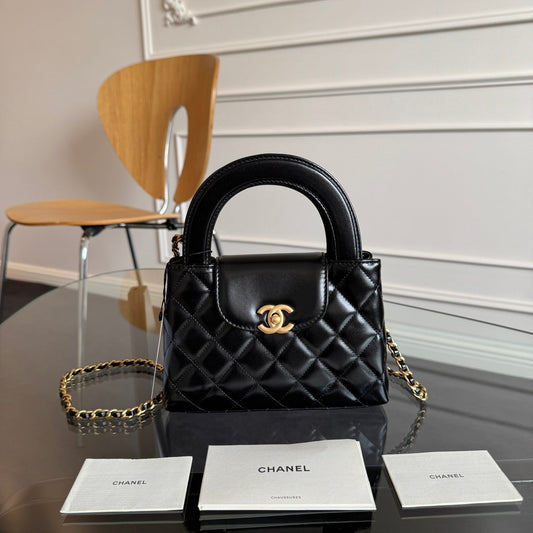 SAC CABAS KELLY 19 EN CUIR DE VEAU NOIR, QUINCAILLERIE DORÉ 
