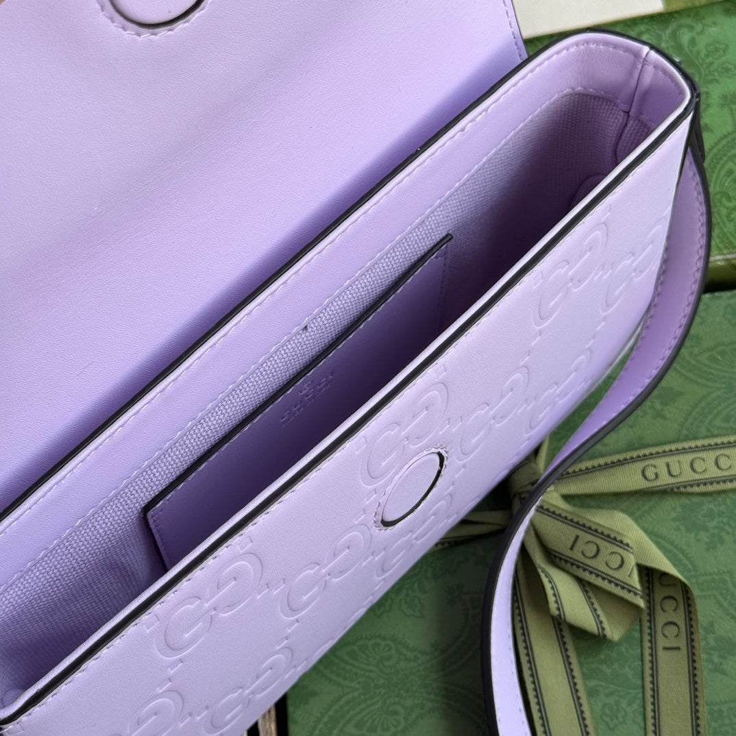 SUPER MINI SAC BANDOULIÈRE 21 EN CUIR DE VEAU GAUFRÉ VIOLET CLAIR