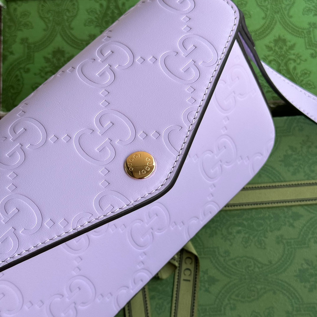 SUPER MINI SAC BANDOULIÈRE 21 EN CUIR DE VEAU GAUFRÉ VIOLET CLAIR