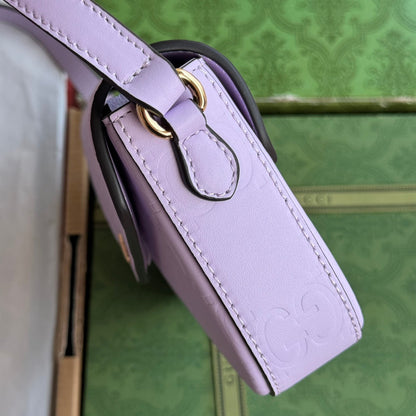 SUPER MINI SAC BANDOULIÈRE 21 EN CUIR DE VEAU GAUFRÉ VIOLET CLAIR