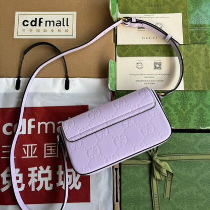SUPER MINI SAC BANDOULIÈRE 21 EN CUIR DE VEAU GAUFRÉ VIOLET CLAIR