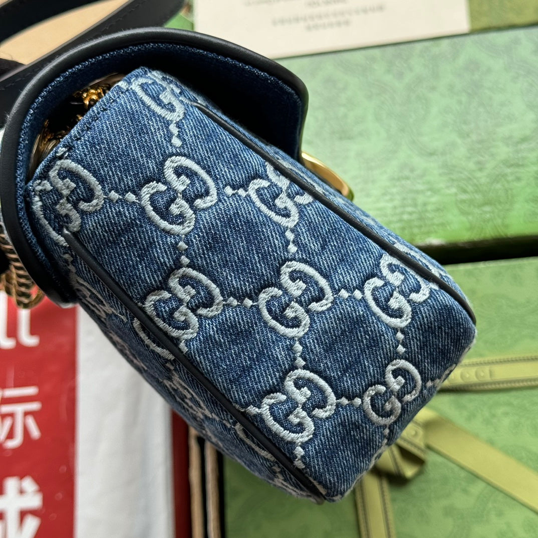 GGマーモント 26cm ブルーモノグラムデニム ゴールド金具
