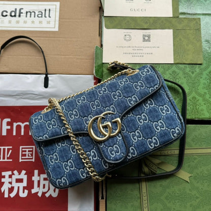 GGマーモント 26cm ブルーモノグラムデニム ゴールド金具