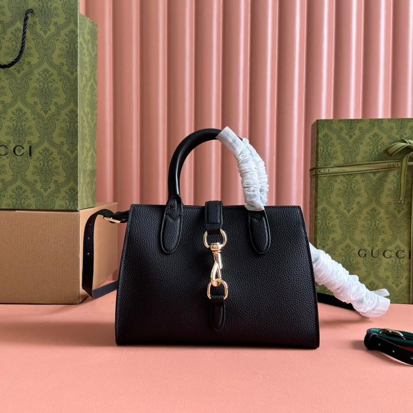 Petit sac fourre-tout Jackie 24 en cuir de veau noir et métal doré