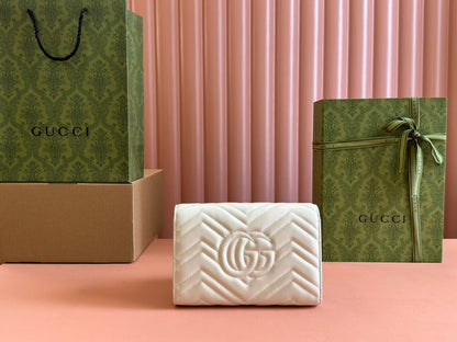 Petit sac bandoulière Marmont 20 en cuir d'agneau blanc et matériel doré