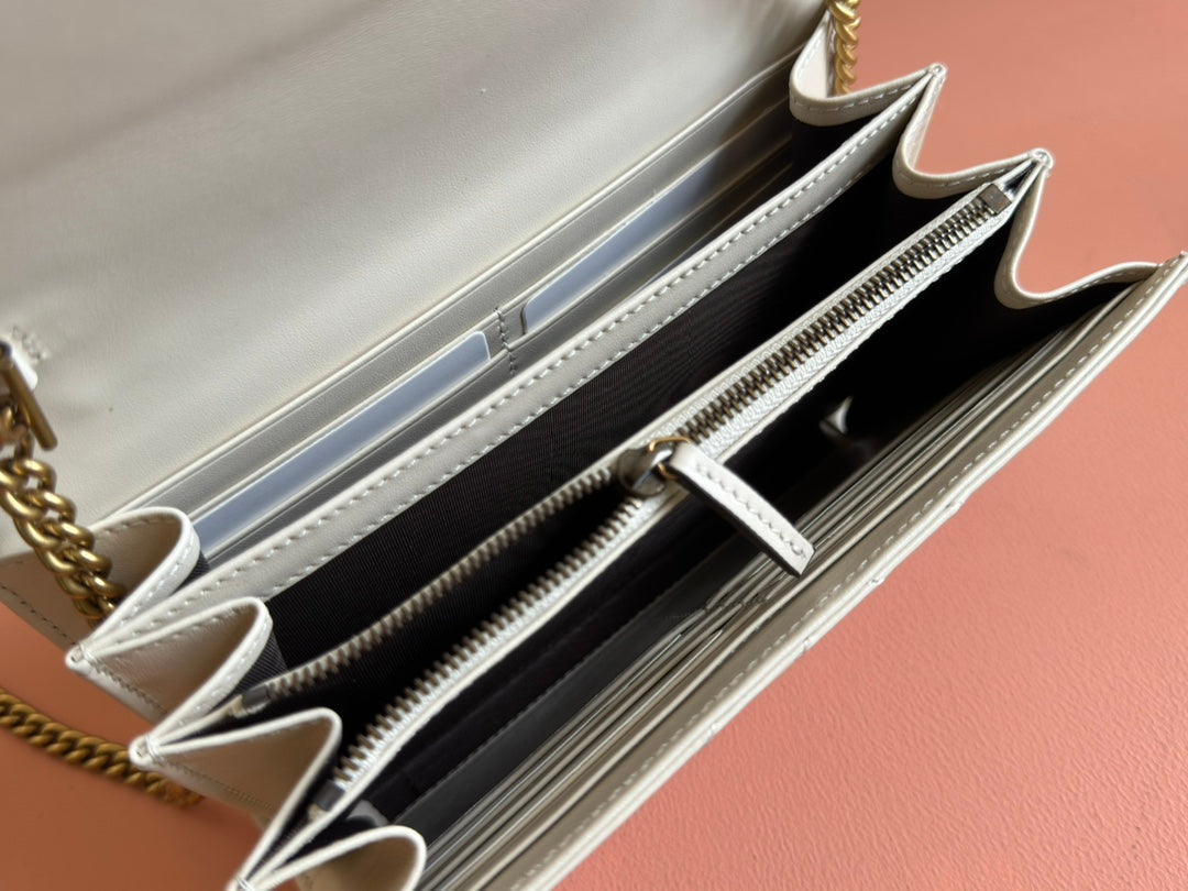 Petit sac bandoulière Marmont 20 en cuir d'agneau blanc et matériel doré