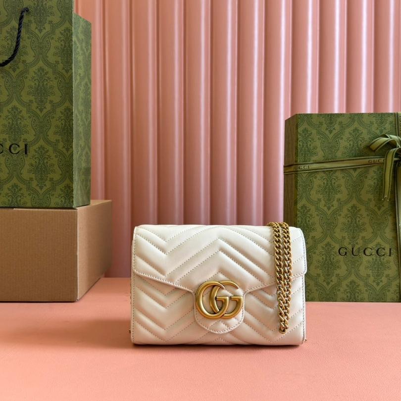 Petit sac bandoulière Marmont 20 en cuir d'agneau blanc et matériel doré