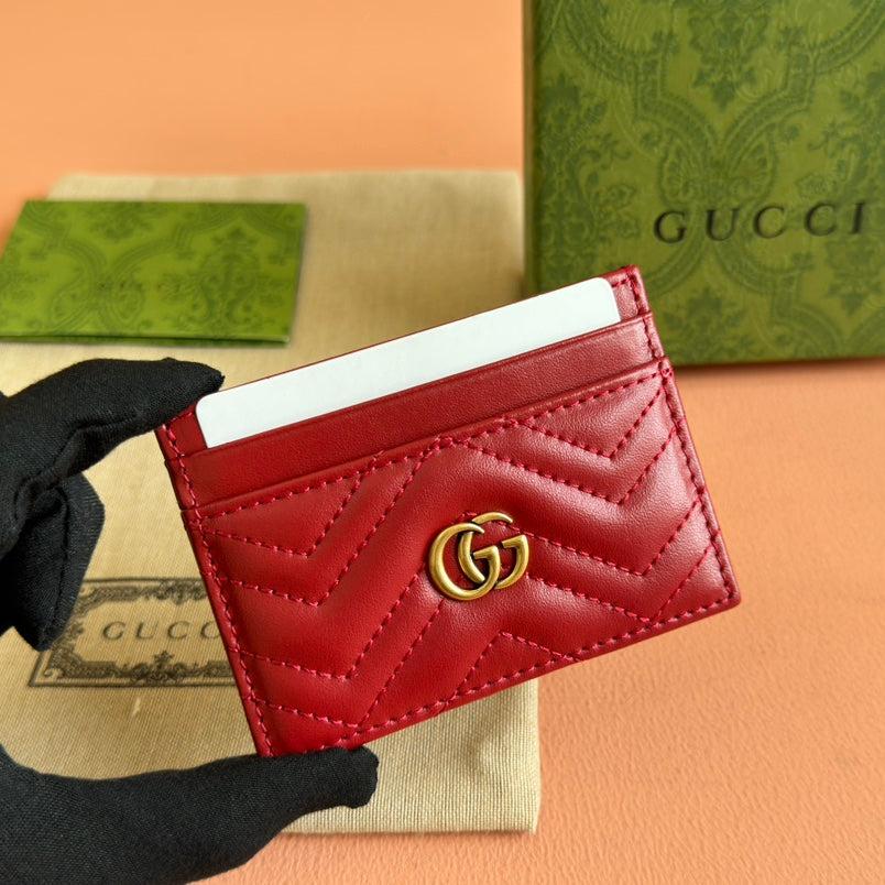 PORTE-CARTES MATELASSÉ MARMONT 10 EN CUIR DE VEAU ROUGE
