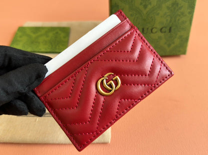 PORTE-CARTES MATELASSÉ MARMONT 10 EN CUIR DE VEAU ROUGE