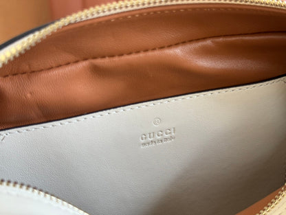 Petit sac bandoulière Marmont 24 pouces en cuir de veau blanc et métal doré