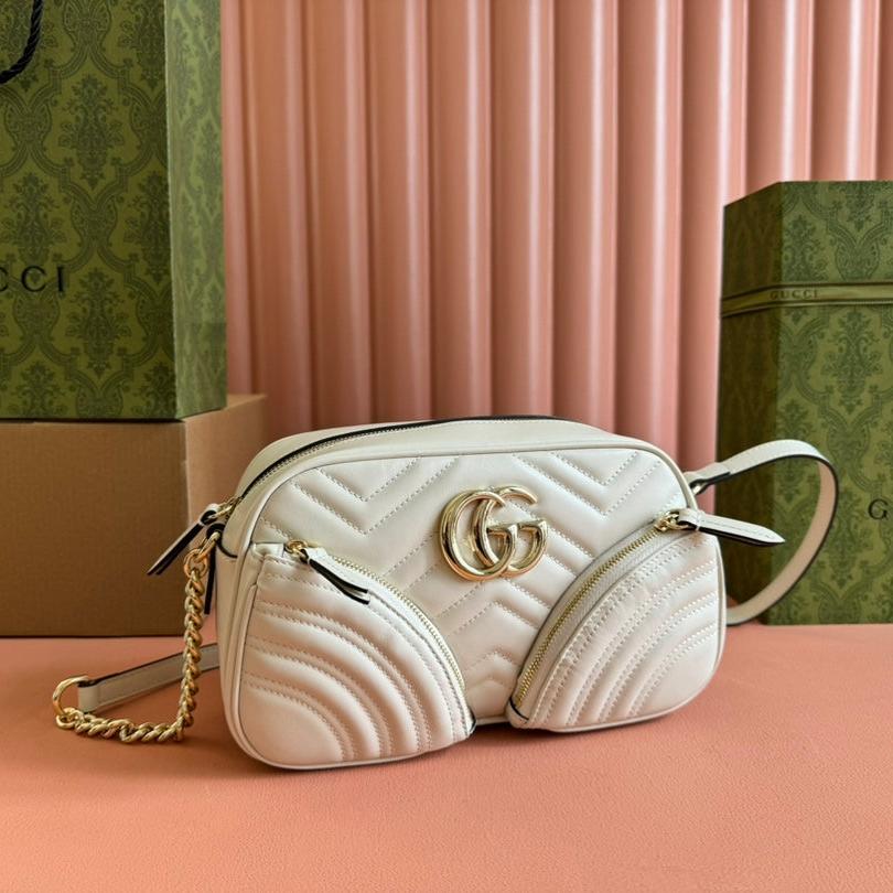 Petit sac bandoulière Marmont 24 pouces en cuir de veau blanc et métal doré