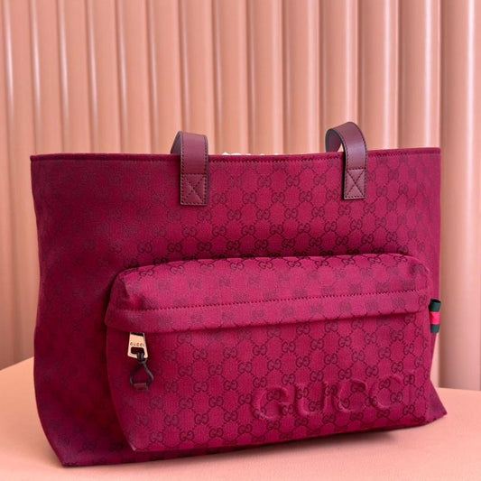 GRAND SAC CABAS 45 EN TOILE MONOGRAMME ROUGE VIN