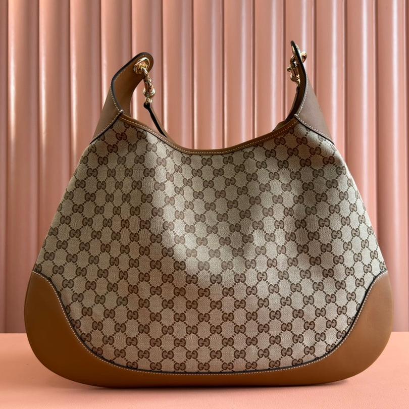 Sac à bandoulière taille moyenne BAD 49 en toile monogrammée beige et cuir de veau marron, accessoires dorés