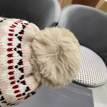 BONNET CACHE-OREILLES EN PELUCHE EN LAINE COLORÉE ET FOURRURE DE LAPIN 408170 